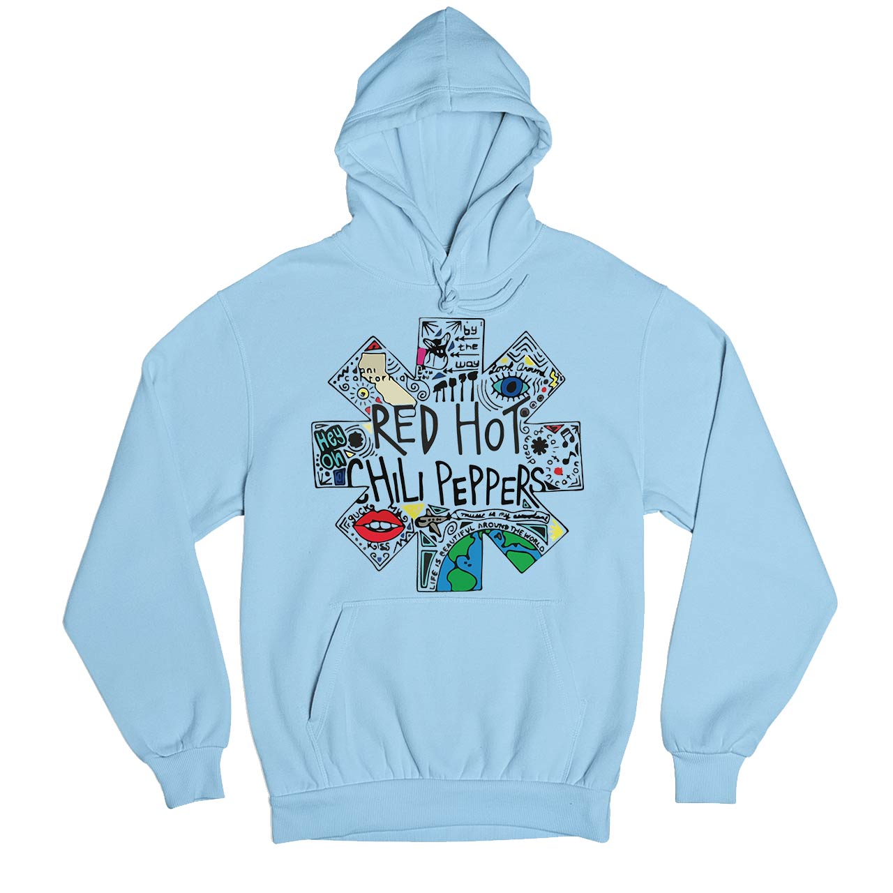 red hot chili peppers doodle hoodie hooded sweatshirt winterwear music band buy online india the banyan tee tbt men women girls boys unisex baby blue