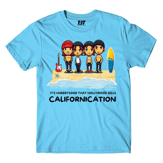 red hot chili peppers hollywood sells californication t-shirt music band buy online india the banyan tee tbt men women girls boys unisex sky blue