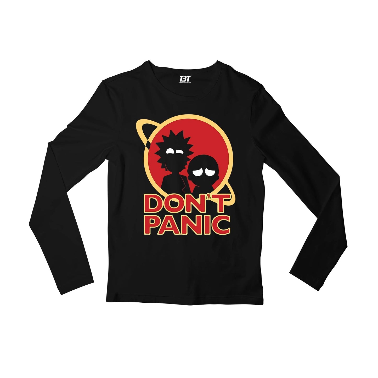 rick and morty don't panic full sleeves long sleeves buy online india the banyan tee tbt men women girls boys unisex black rick and morty online summer beth mr meeseeks jerry quote vector art clothing accessories merchandise