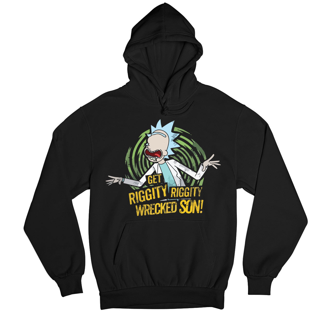 rick and morty riggity hoodie hooded sweatshirt winterwear buy online india the banyan tee tbt men women girls boys unisex black rick and morty online summer beth mr meeseeks jerry quote vector art clothing accessories merchandise