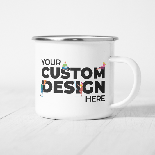 Customizable Enamel Mug With Silver Rim by TBT Custom