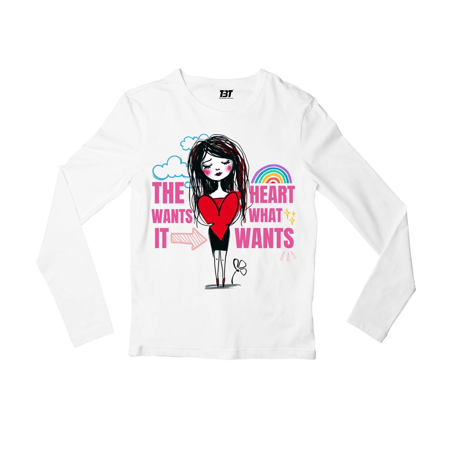selena gomez the heart wants what it wants full sleeves long sleeves music band buy online india the banyan tee tbt men women girls boys unisex white