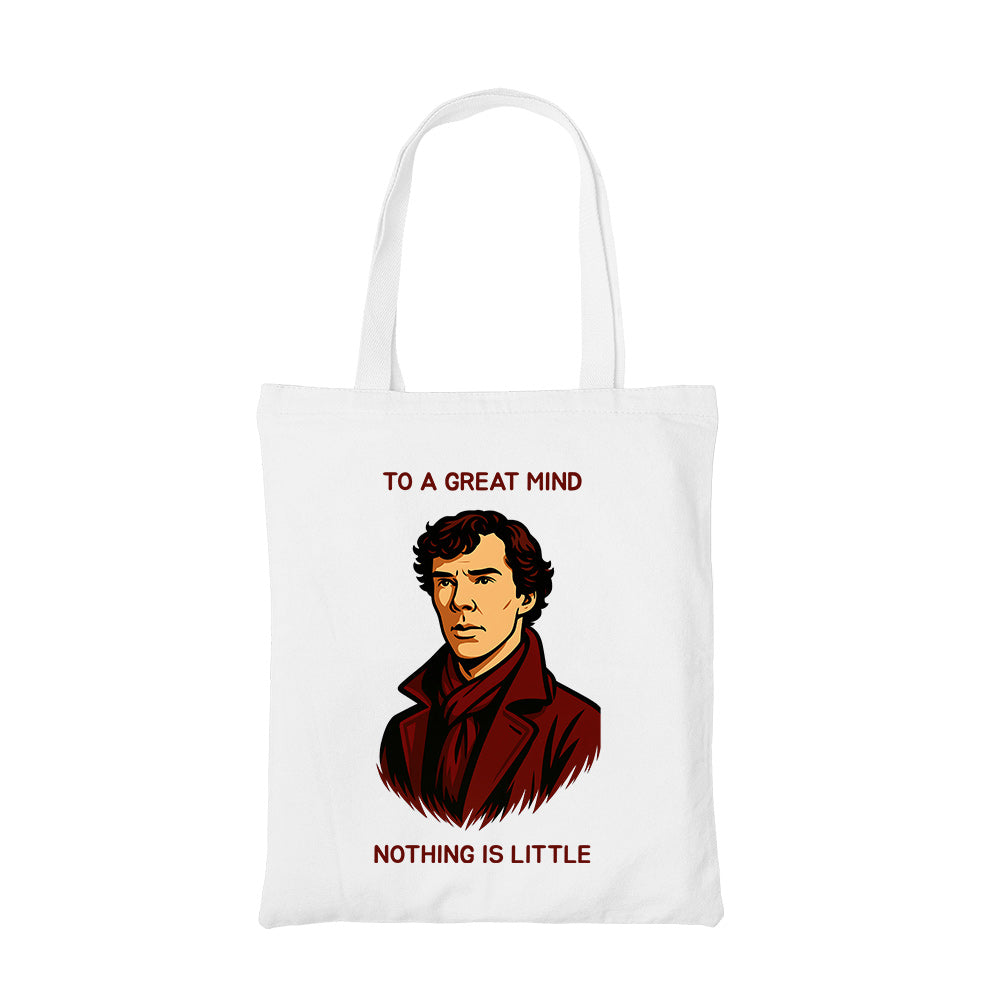 sherlock To A Great Mind tote bag hand printed cotton women men unisex