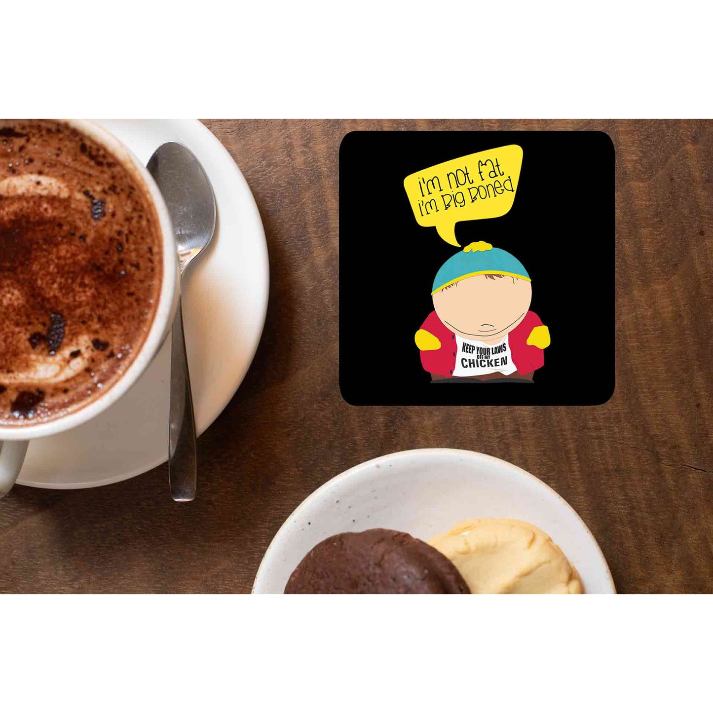 south park big boned coasters wooden table cups indian tv & movies buy online india the banyan tee tbt men women girls boys unisex south park kenny cartman stan kyle cartoon character illustration