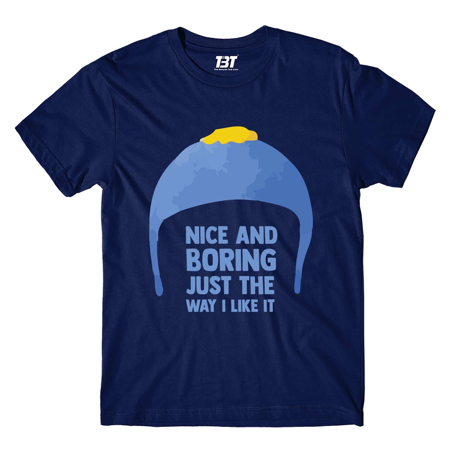 south park nice & boring t-shirt tv & movies buy online india the banyan tee tbt men women girls boys unisex navy south park kenny cartman stan kyle cartoon character illustration