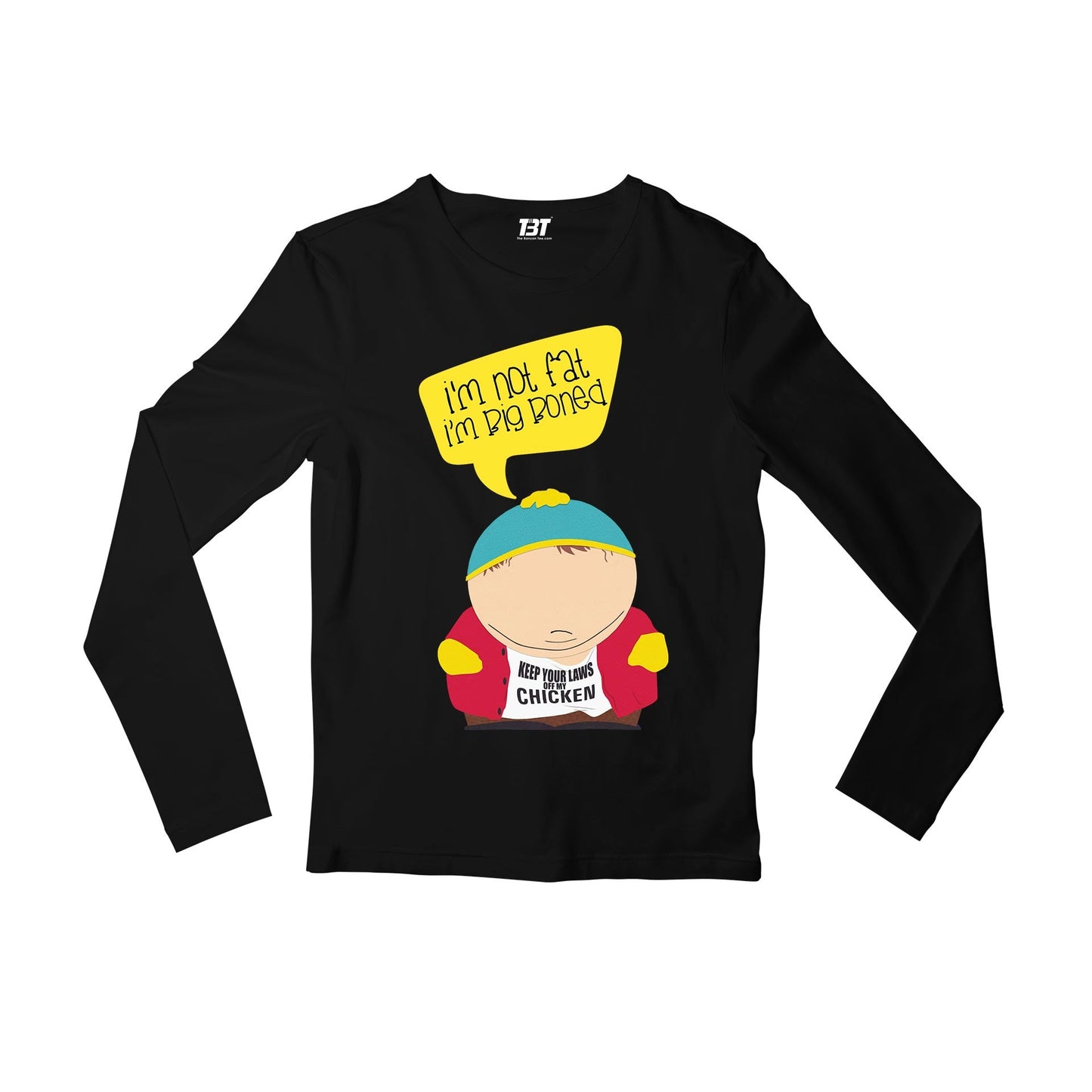 south park big boned full sleeves long sleeves tv & movies buy online india the banyan tee tbt men women girls boys unisex black south park kenny cartman stan kyle cartoon character illustration