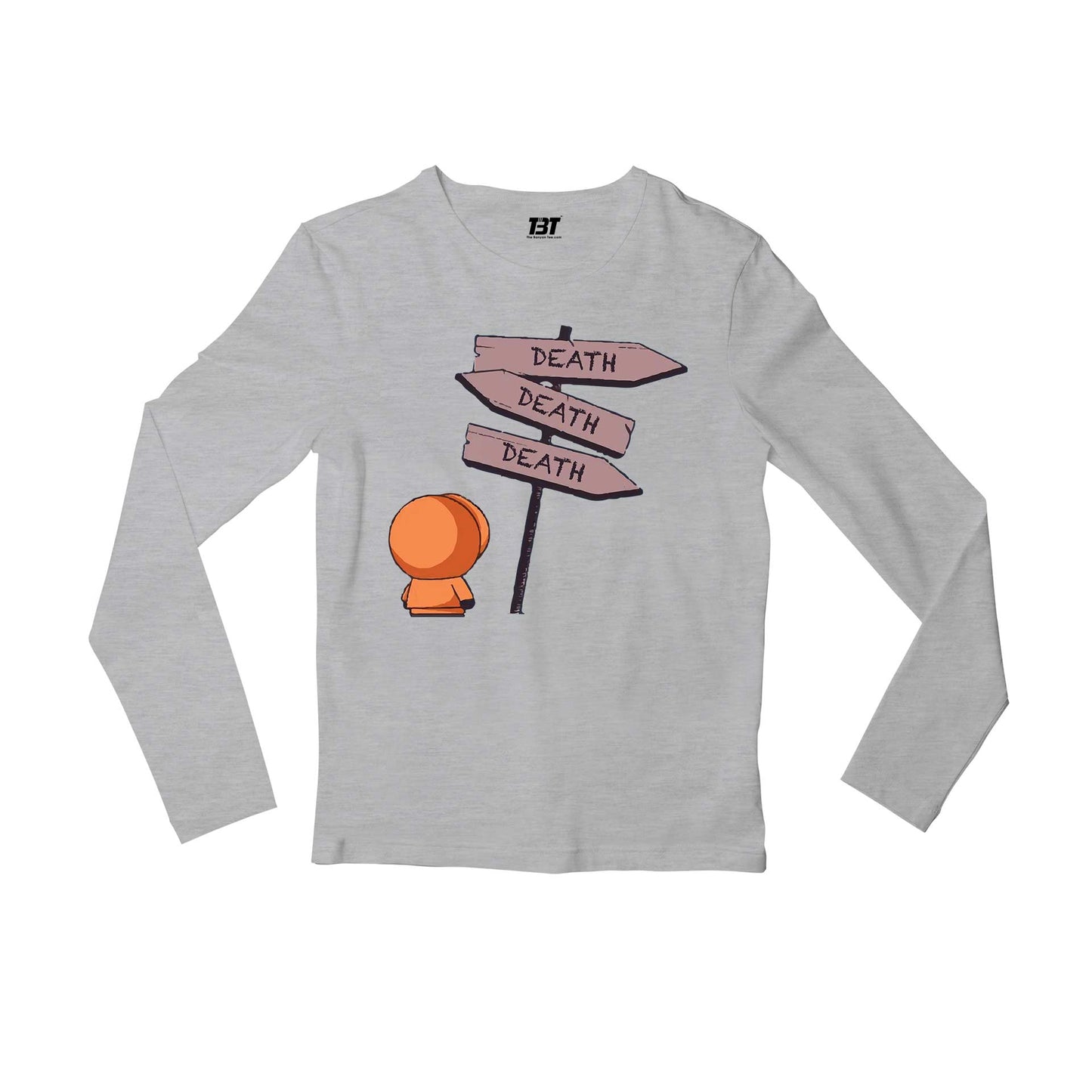 south park the deadly signboard full sleeves long sleeves tv & movies buy online india the banyan tee tbt men women girls boys unisex gray south park kenny cartman stan kyle cartoon character illustration
