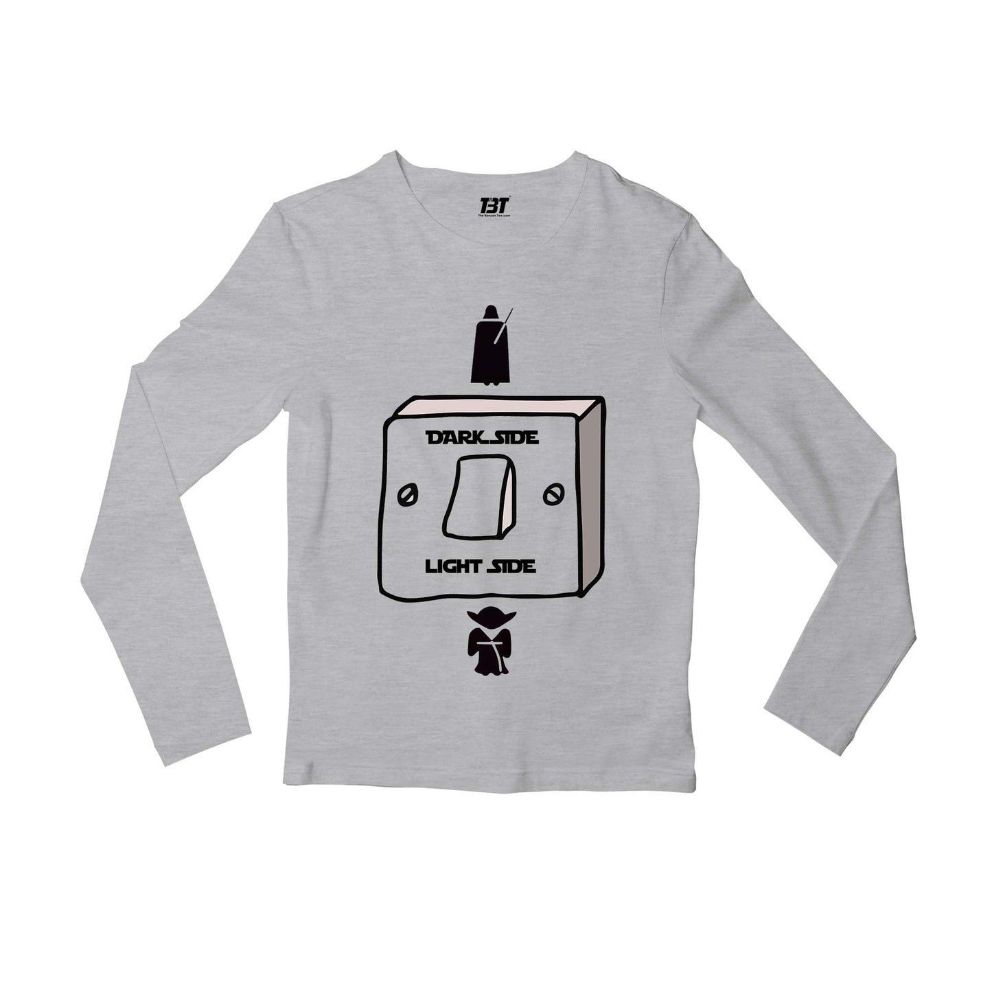 star wars dark side - light side full sleeves long sleeves tv & movies buy online india the banyan tee tbt men women girls boys unisex gray yoda & darth vader