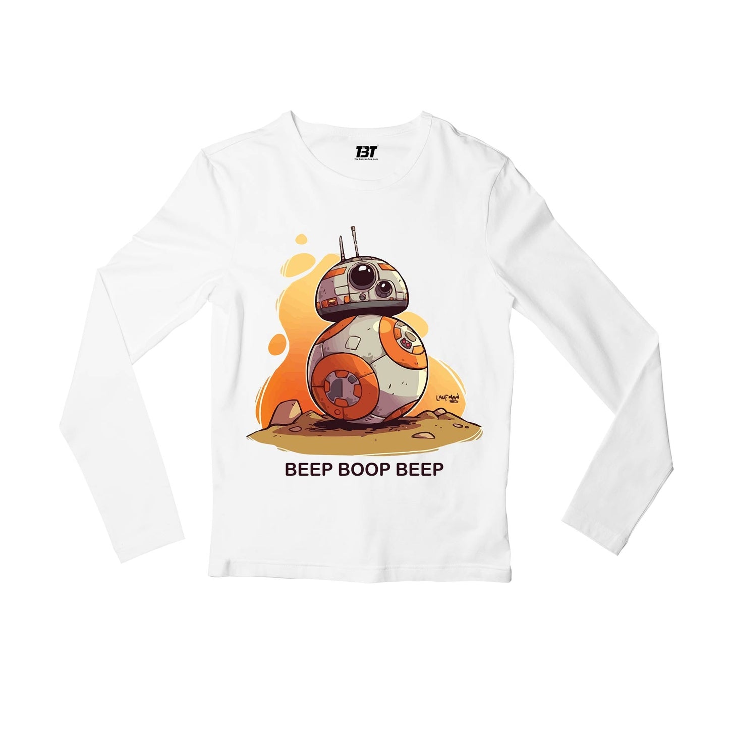 star wars bb-8 full sleeves long sleeves tv & movies buy online india the banyan tee tbt men women girls boys unisex white