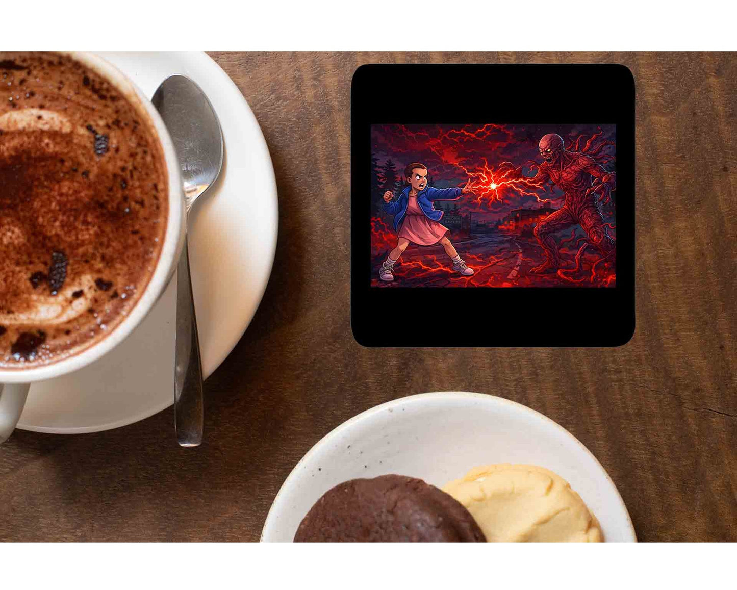 stranger things 11 vs 1 coasters wooden table cups indian tv & movies buy online india the banyan tee tbt men women girls boys unisex stranger things eleven demogorgon shadow monster dustin quote vector art clothing accessories merchandise