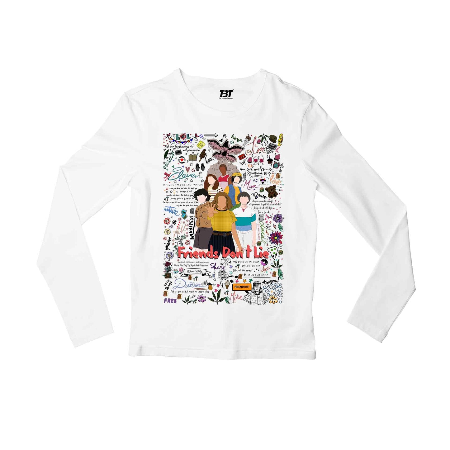 stranger things the upside doodle full sleeves long sleeves tv & movies buy online india the banyan tee tbt men women girls boys unisex white