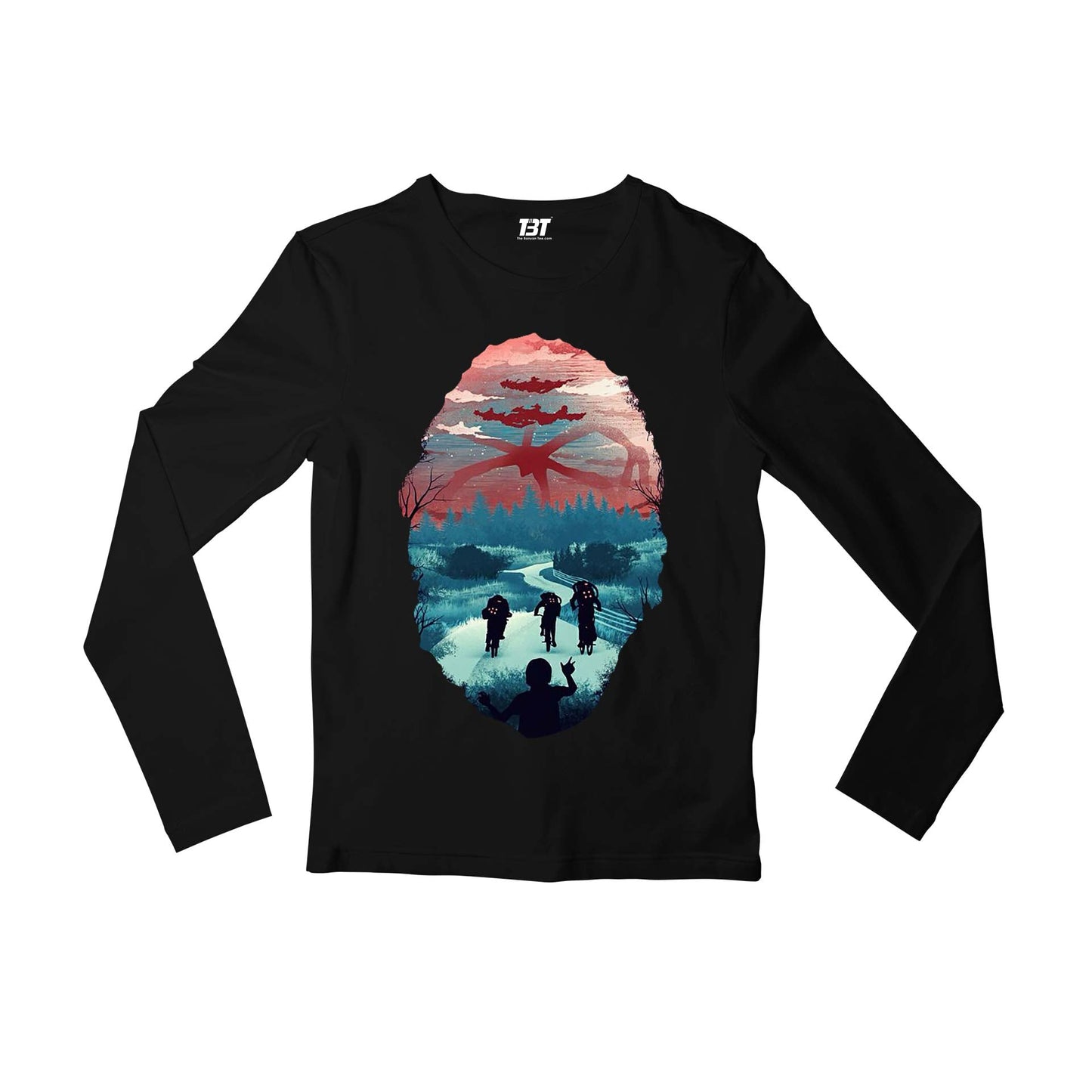 stranger things shadow monster full sleeves long sleeves tv & movies buy online india the banyan tee tbt men women girls boys unisex black stranger things eleven demogorgon shadow monster dustin quote vector art clothing accessories merchandise