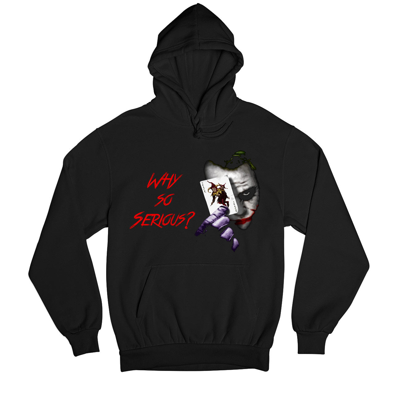 superheroes why so serious? hoodie hooded sweatshirt winterwear tv & movies buy online india the banyan tee tbt men women girls boys unisex black