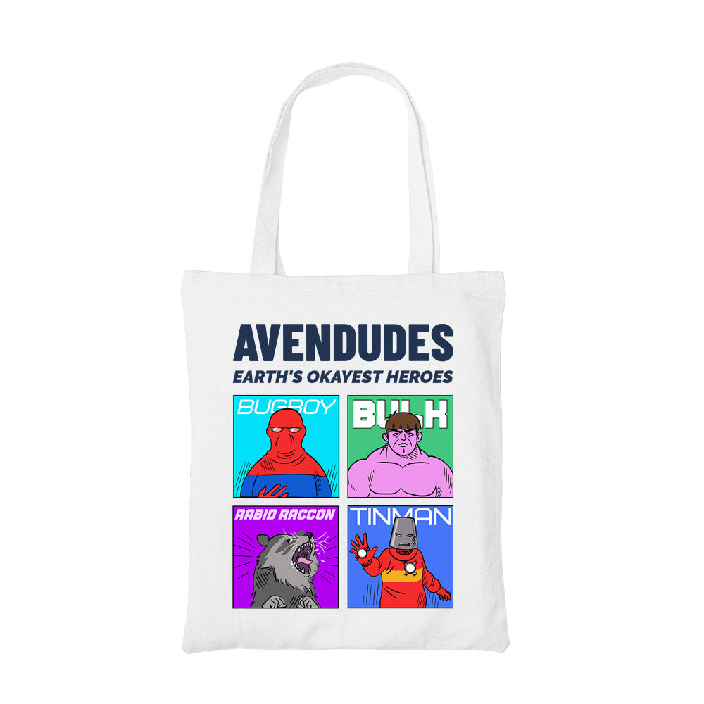 superheroes avendudes tote bag cotton printed tv & movies buy online india the banyan tee tbt men women girls boys unisex