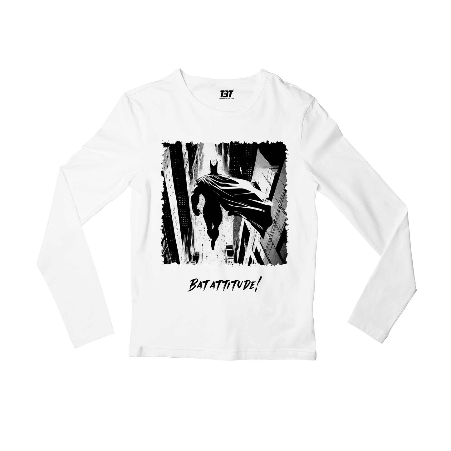 superheroes bat attitude full sleeves long sleeves tv & movies buy online india the banyan tee tbt men women girls boys unisex white