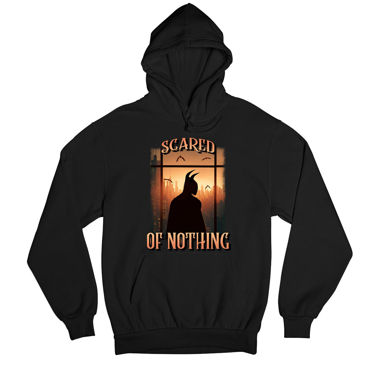 superheroes scared of nothing hoodie hooded sweatshirt winterwear tv & movies buy online india the banyan tee tbt men women girls boys unisex black