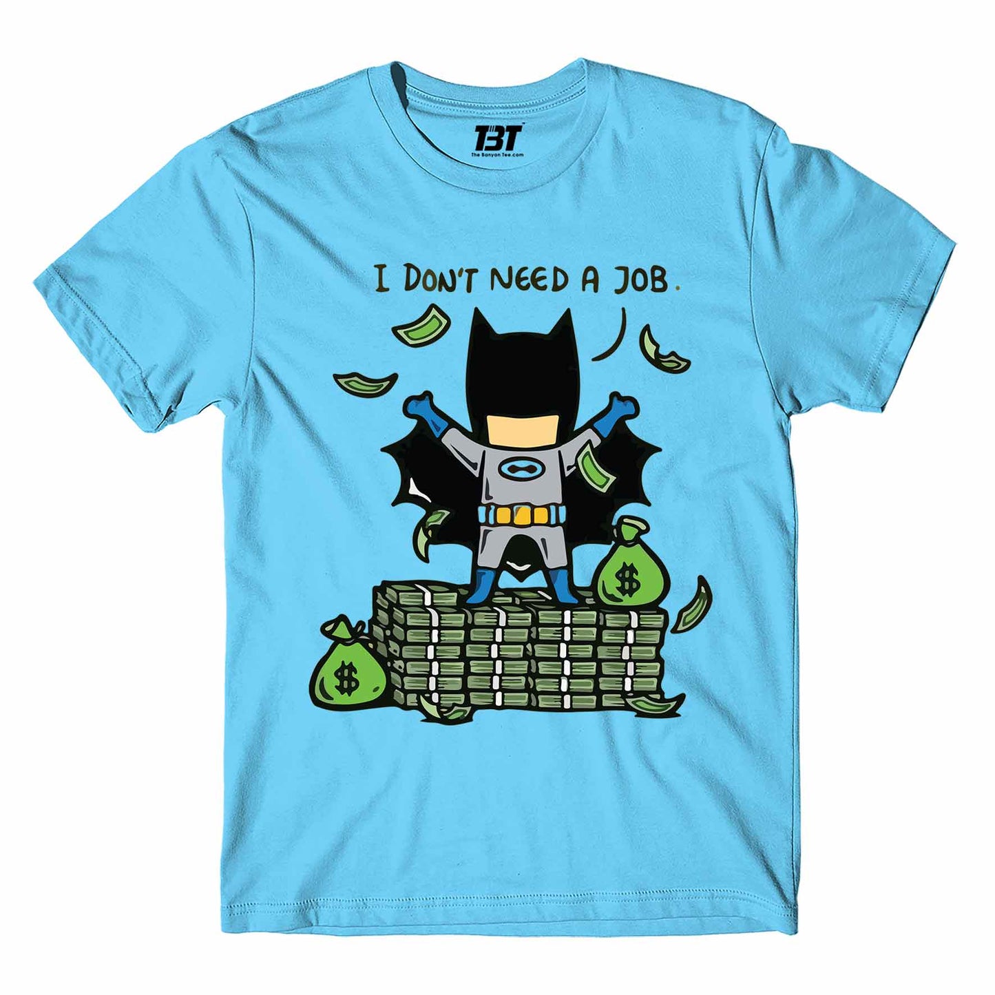 superheroes i don't need a job t-shirt tv & movies buy online india the banyan tee tbt men women girls boys unisex sky blue
