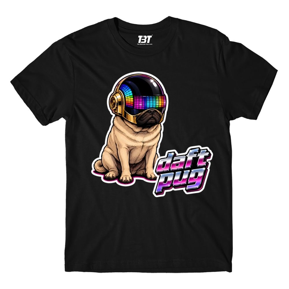daft punk daft pug t-shirt music band buy online india the banyan tee tbt men women girls boys unisex black