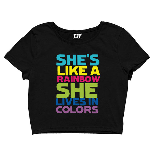 the rolling stones she's like a rainbow crop top music band buy online india the banyan tee tbt men women girls boys unisex black