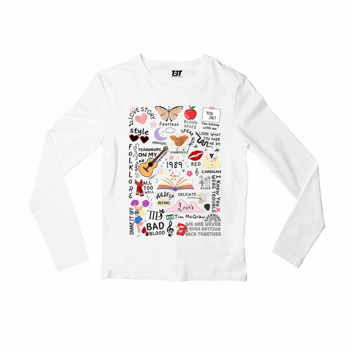 taylor swift tay's doodle full sleeves long sleeves music band buy online india the banyan tee tbt men women girls boys unisex white