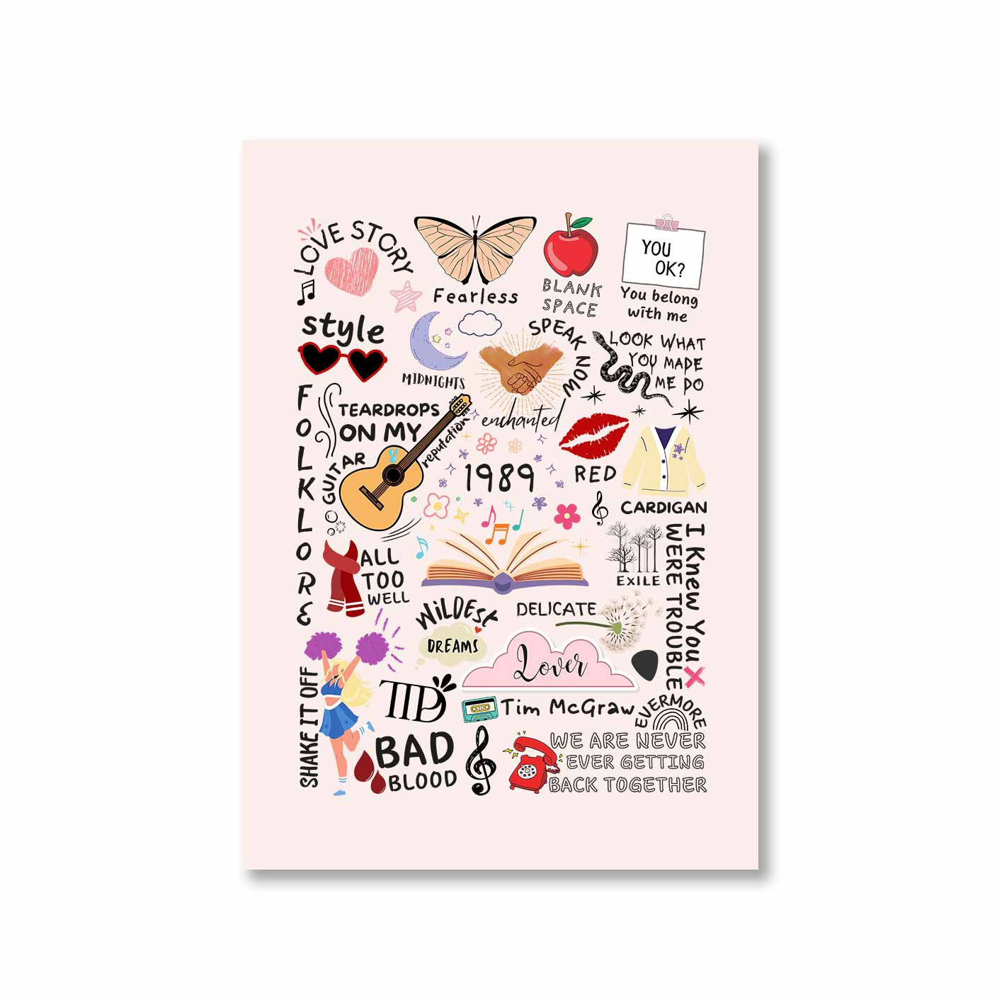 taylor swift tay's doodle poster wall art buy online india the banyan tee tbt a4