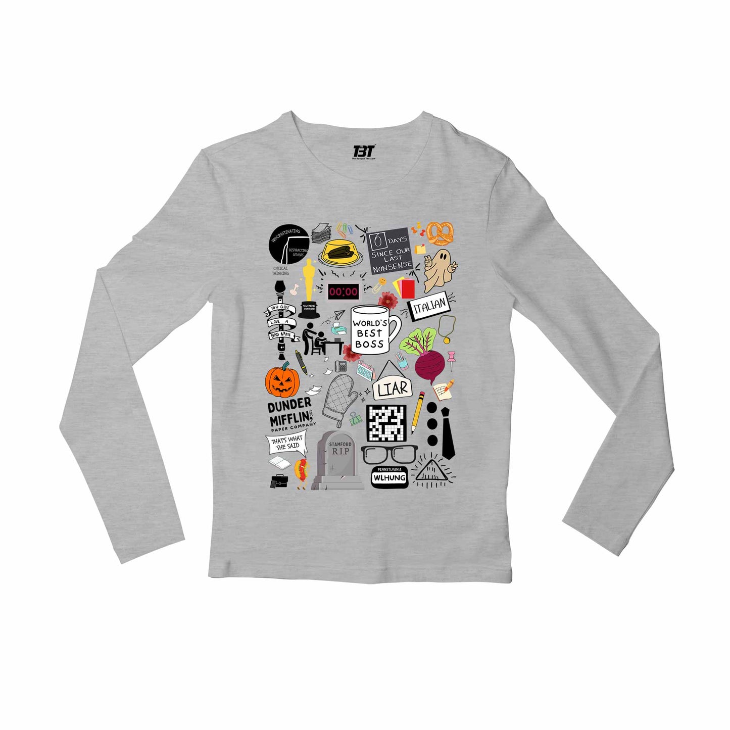 the office dunder doodles full sleeves long sleeves tv & movies buy online india the banyan tee tbt men women girls boys unisex gray