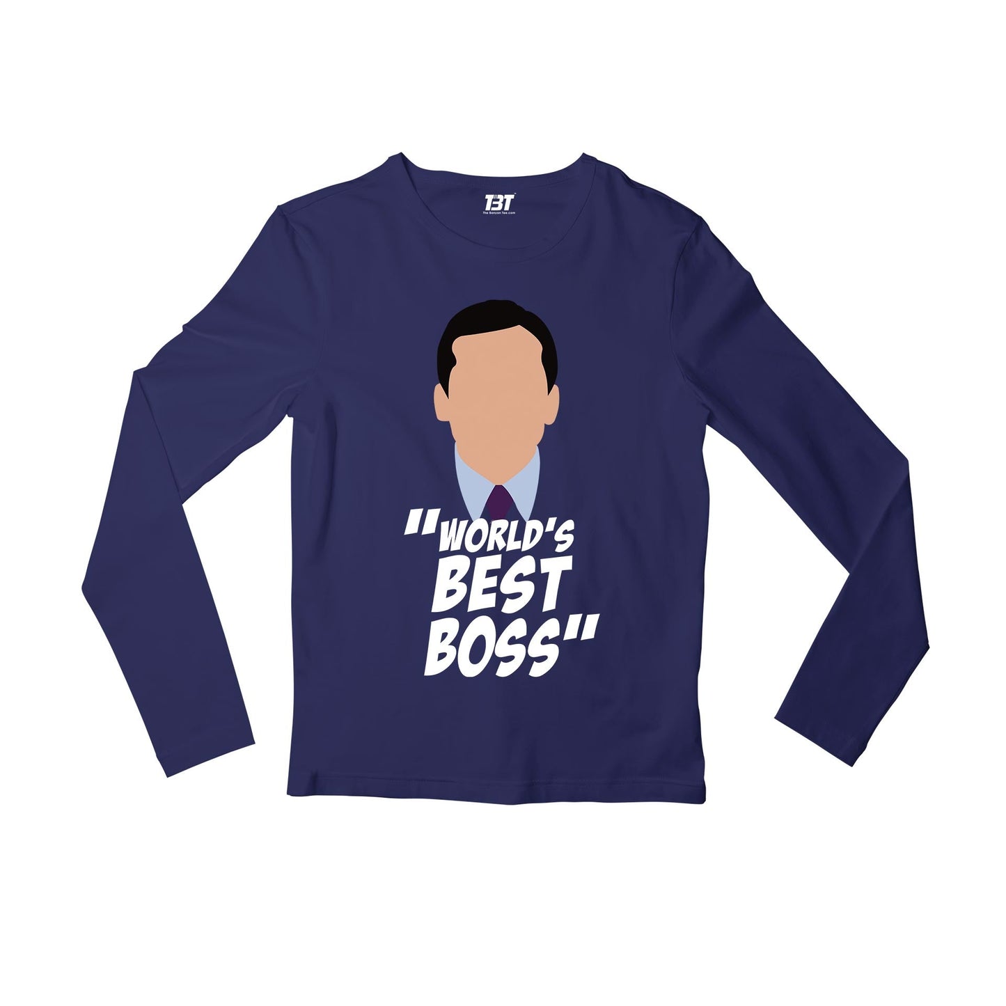 the office world's best boss full sleeves long sleeves tv & movies buy online india the banyan tee tbt men women girls boys unisex navy - michael scott