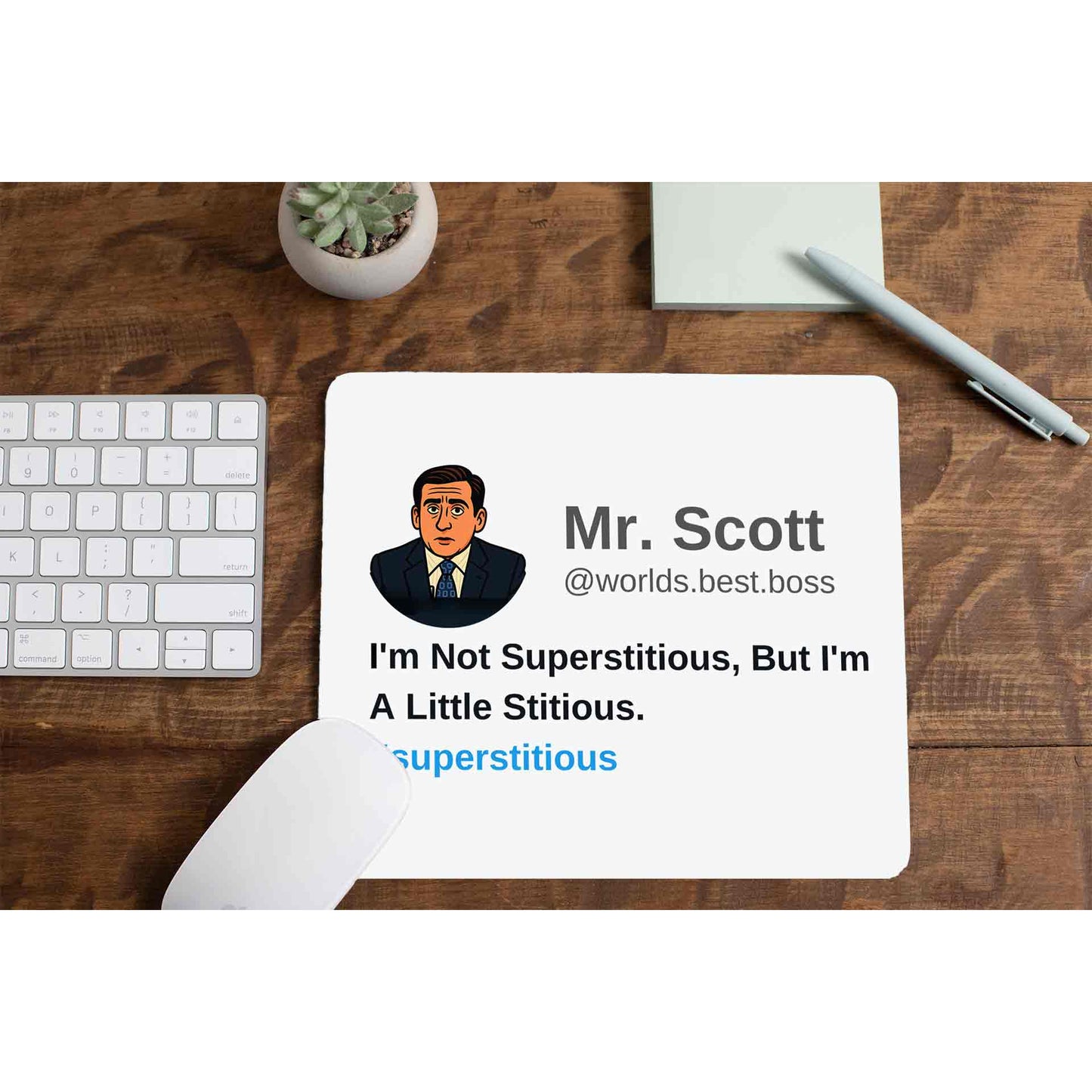 the office i am not superstitious i am a little stitious mousepad logitech large anime tv & movies buy online india the banyan tee tbt men women girls boys unisex - michael scott quote