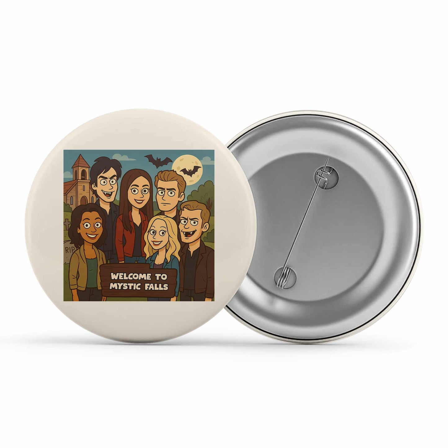 the vampire diaries welcome to mystic falls badge pin button tv & movies buy online india the banyan tee tbt men women girls boys unisex