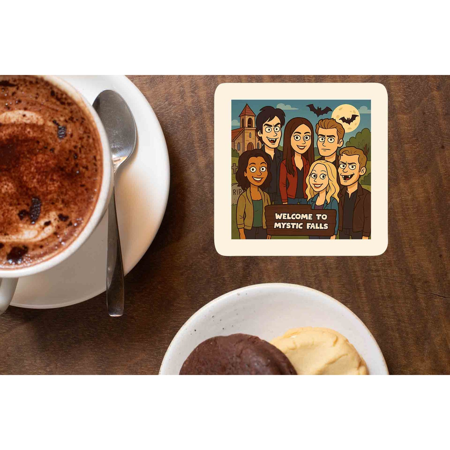 the vampire diaries welcome to mystic falls coasters wooden table cups indian tv & movies buy online india the banyan tee tbt men women girls boys unisex