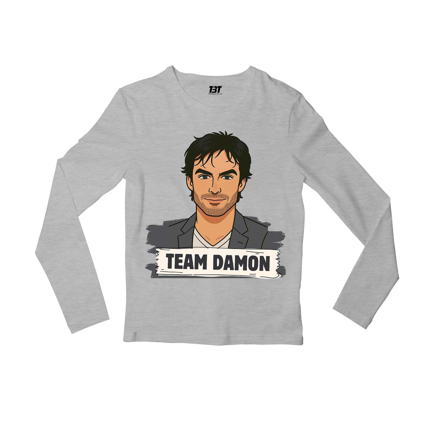 the vampire diaries damon full sleeves long sleeves tv & movies buy online india the banyan tee tbt men women girls boys unisex gray