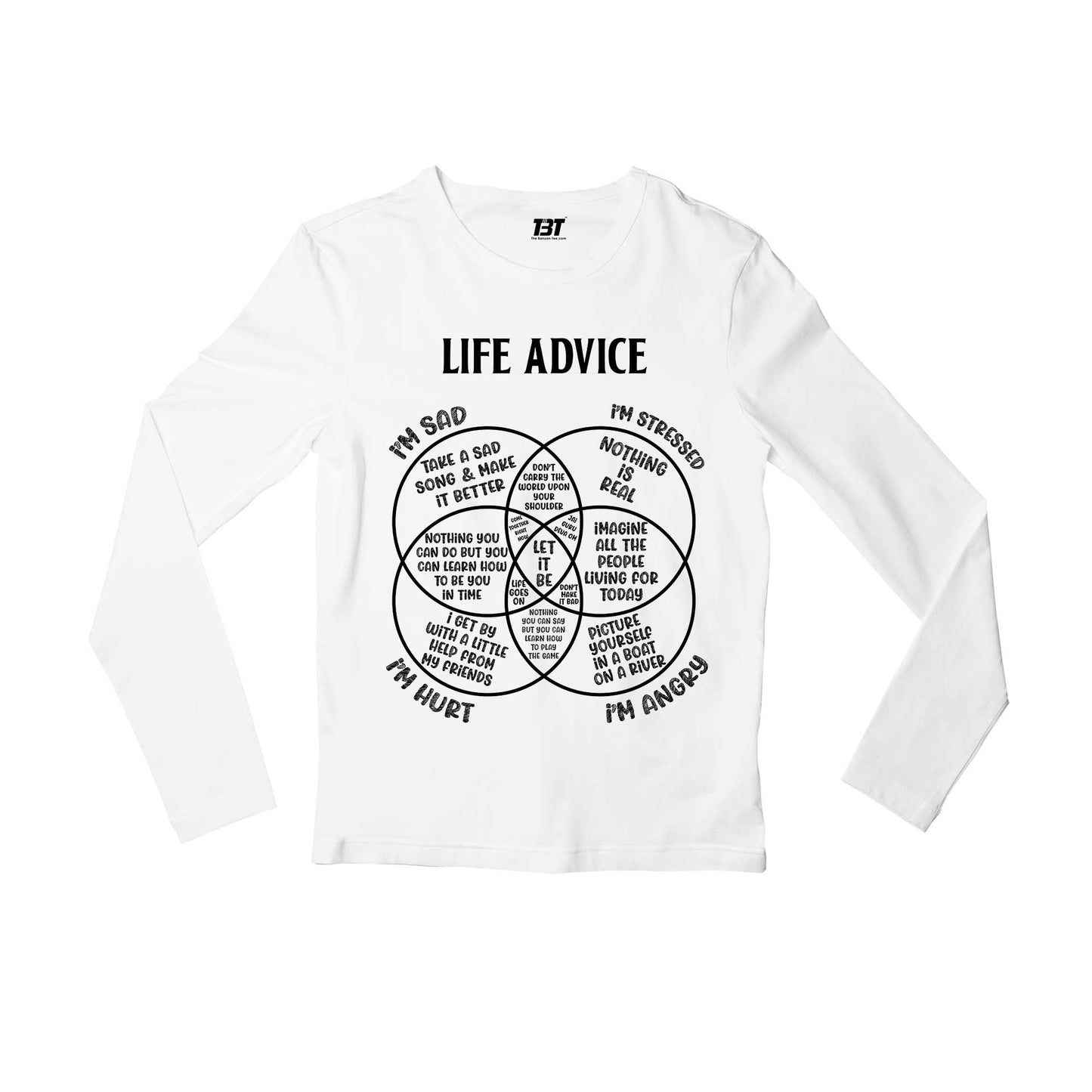the beatles life advice full sleeves long sleeves music band buy online india the banyan tee tbt men women girls boys unisex white