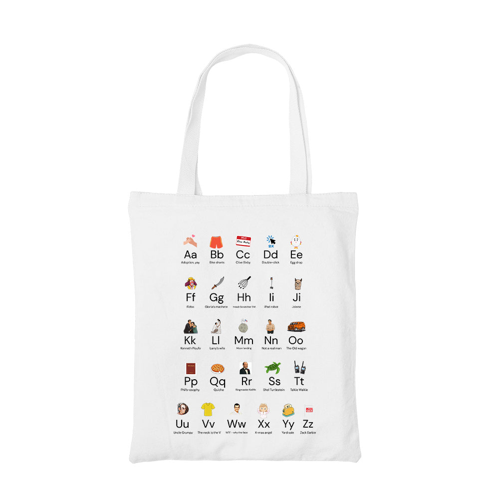 modern family modern alphabet tote bag cotton printed tv & movies buy online india the banyan tee tbt men women girls boys unisex