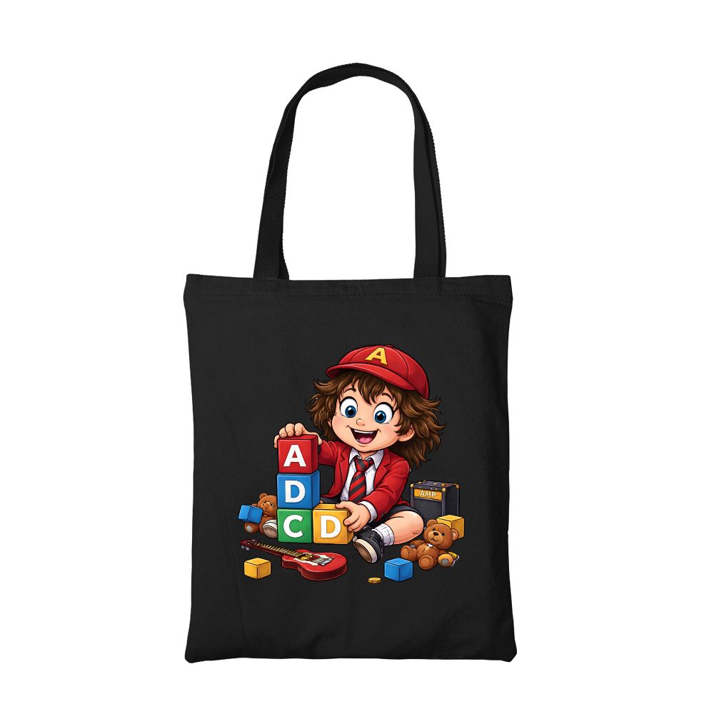 ac/dc back in blocks tote bag cotton printed music band buy online india the banyan tee tbt men women girls boys unisex