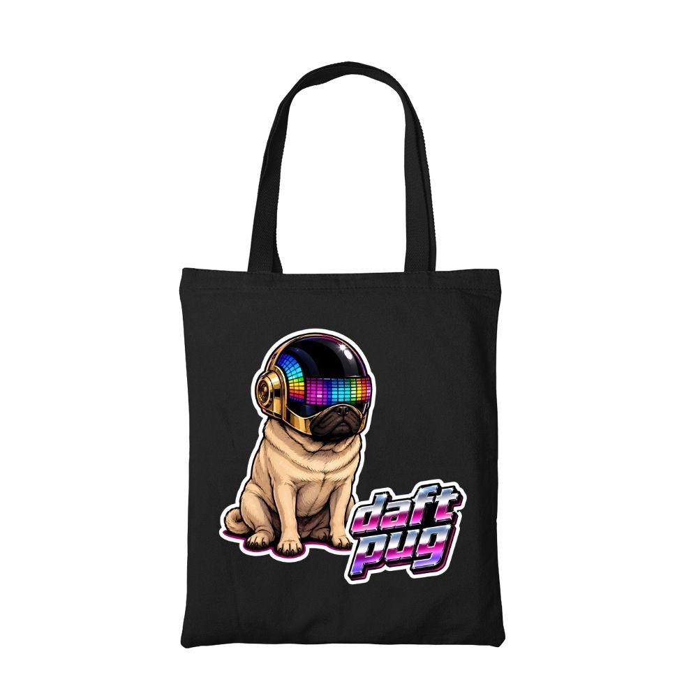 daft punk daft pug tote bag cotton printed music band buy online india the banyan tee tbt men women girls boys unisex