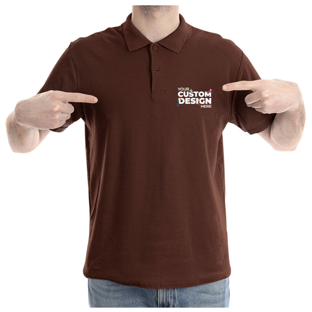 Coffee Brown Custom Customizable Your Image Logo Polo Collar T-shirt Online India Cotton Premium