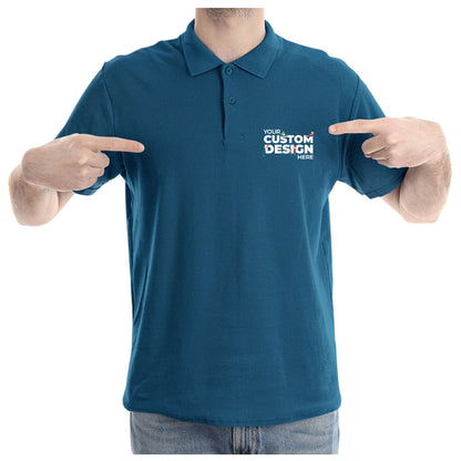 Coral Blue Custom Customizable Your Image Logo Polo Collar T-shirt Online India Cotton Premium