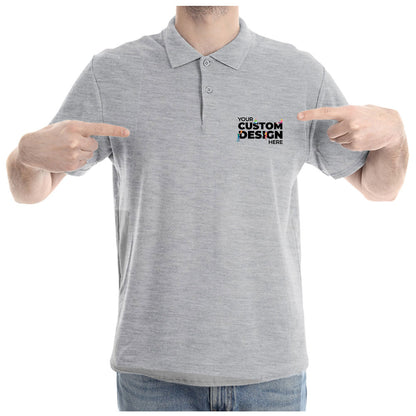 Gray  Custom Customizable Your Image Logo Polo Collar T-shirt Online India Cotton Premium