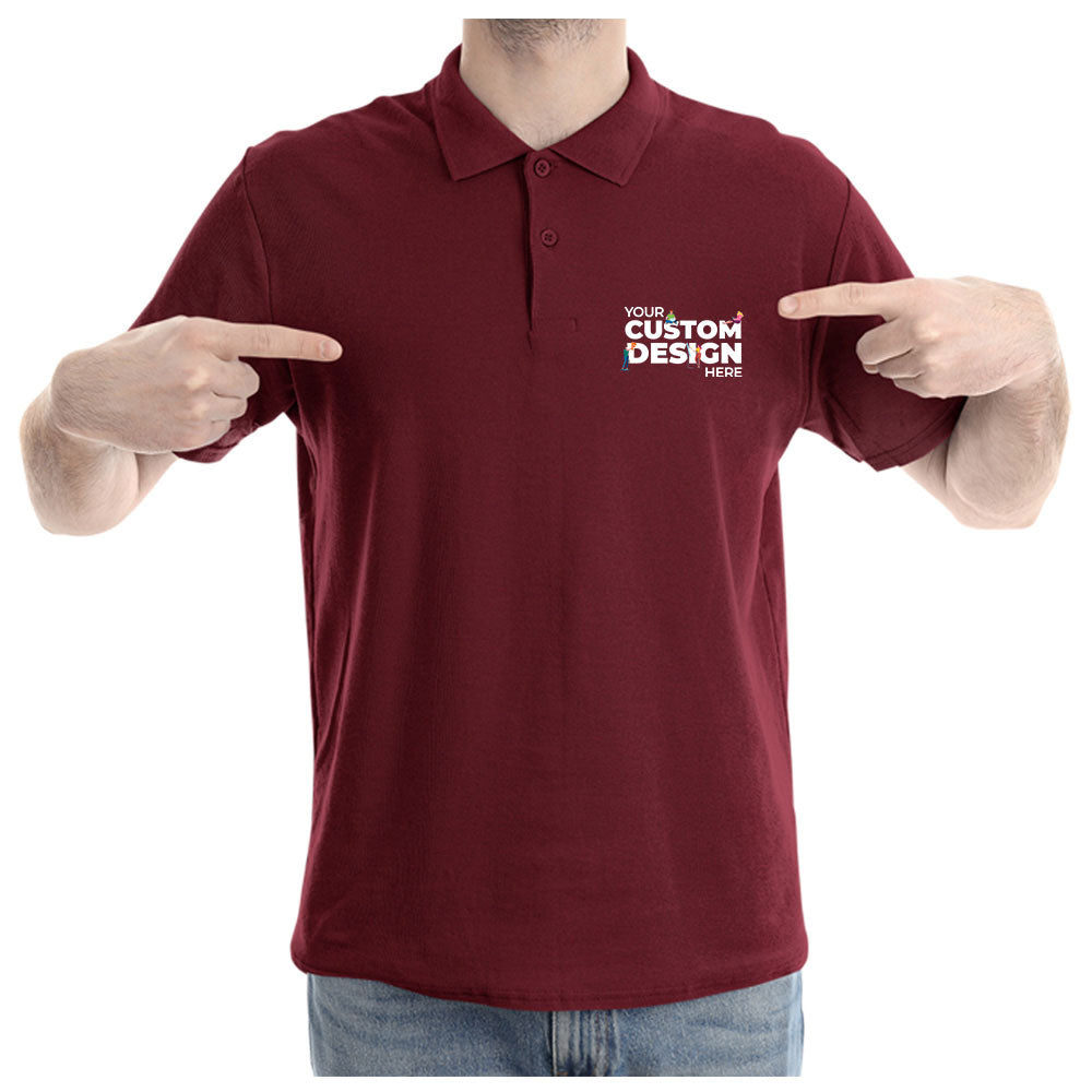 Maroon Custom Customizable Your Image Logo Polo Collar T-shirt Online India Cotton Premium