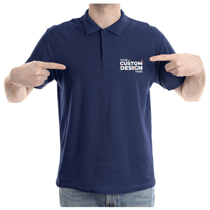 Navy Blue Custom Customizable Your Image Logo Polo Collar T-shirt Online India Cotton Premium