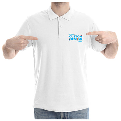 White Custom Customizable Your Image Logo Polo Collar T-shirt Online India Cotton Premium