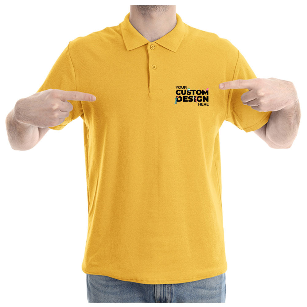 Mustard Yellow Custom Customizable Your Image Logo Polo Collar T-shirt Online India Cotton Premium