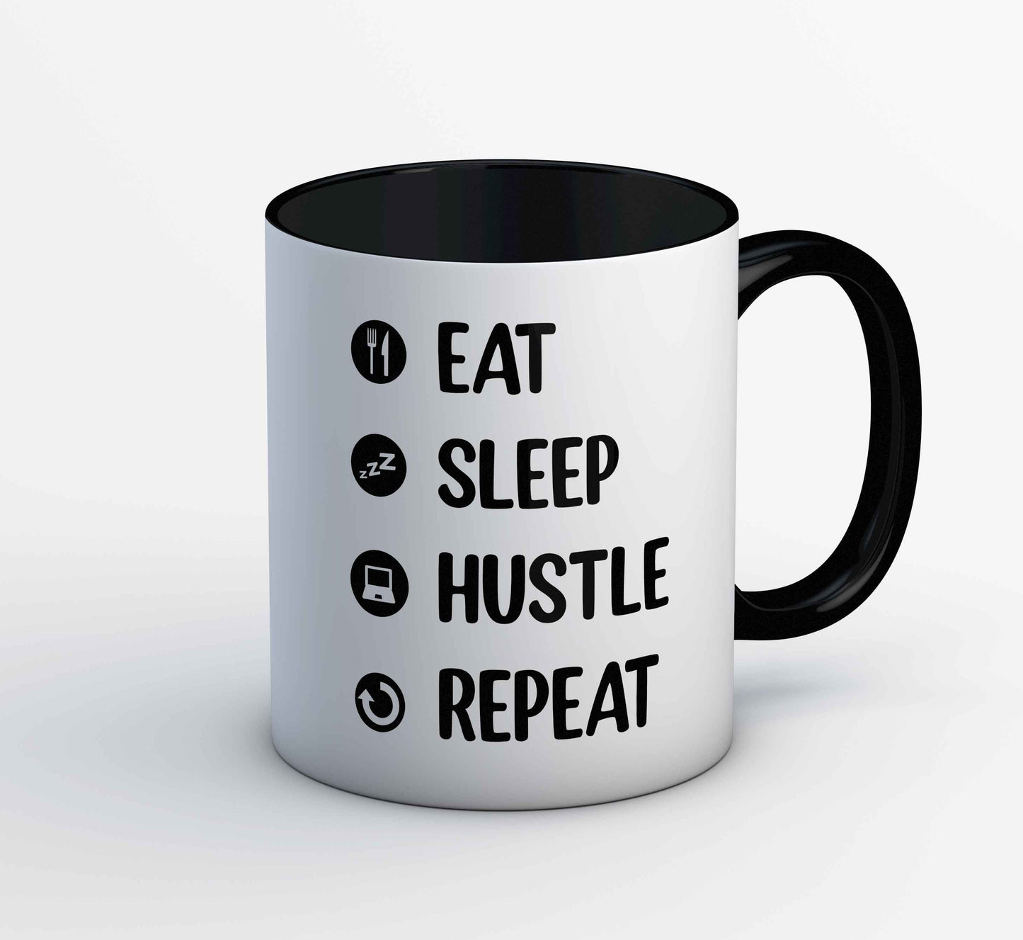 printed eat sleep hustle repeat mug coffee ceramic printed graphic stylish buy online india the banyan tee tbt men women girls boys unisex