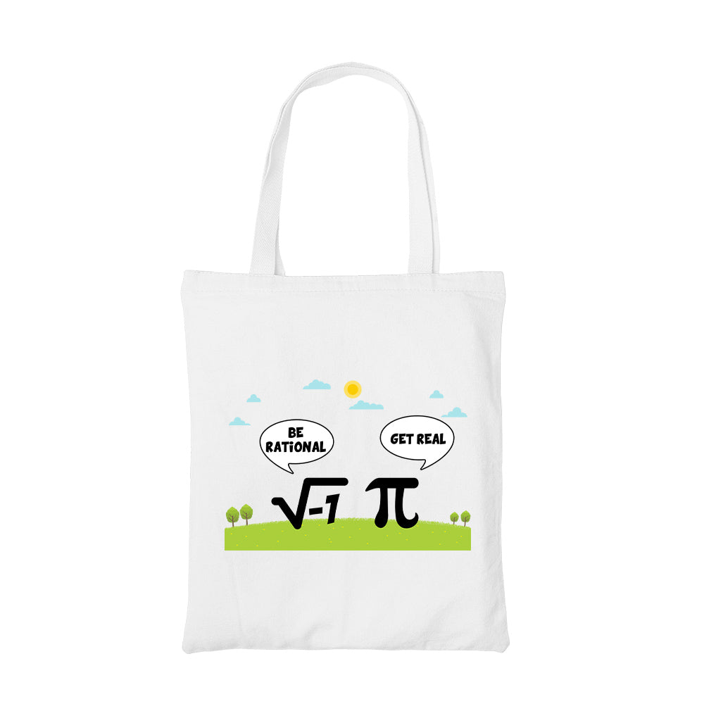 printed be rational tote bag cotton printed printed graphic stylish buy online india the banyan tee tbt men women girls boys unisex