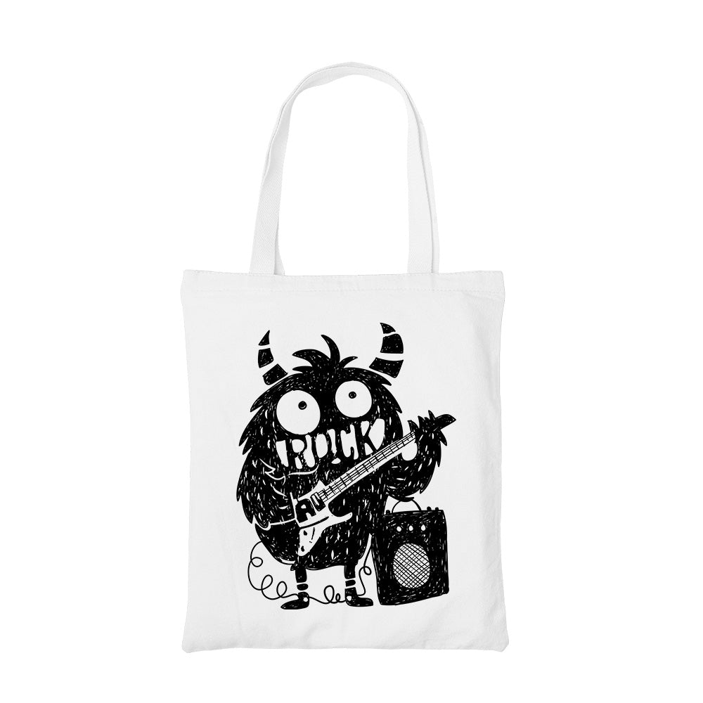 printed rock monster tote bag cotton printed printed graphic stylish buy online india the banyan tee tbt men women girls boys unisex