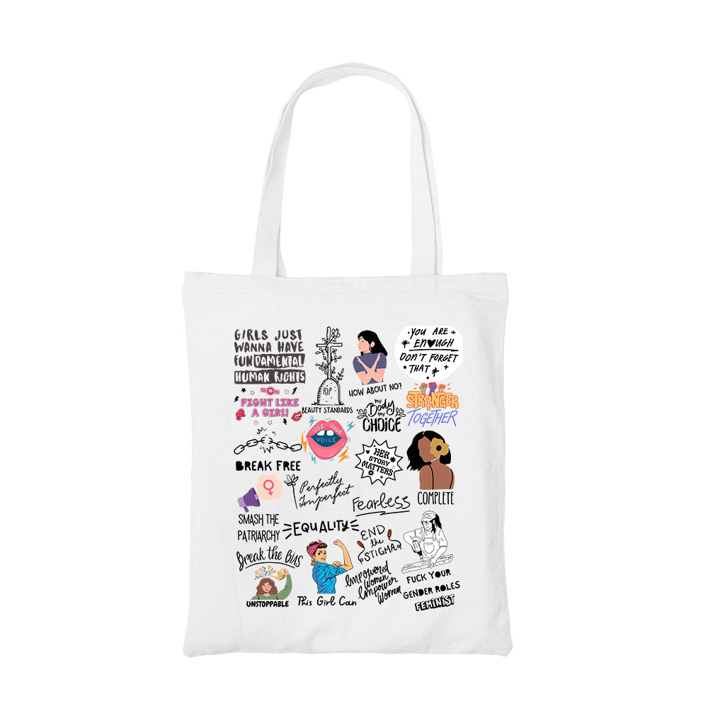 printed feminism doodle tote bag cotton printed printed graphic stylish buy online india the banyan tee tbt men women girls boys unisex