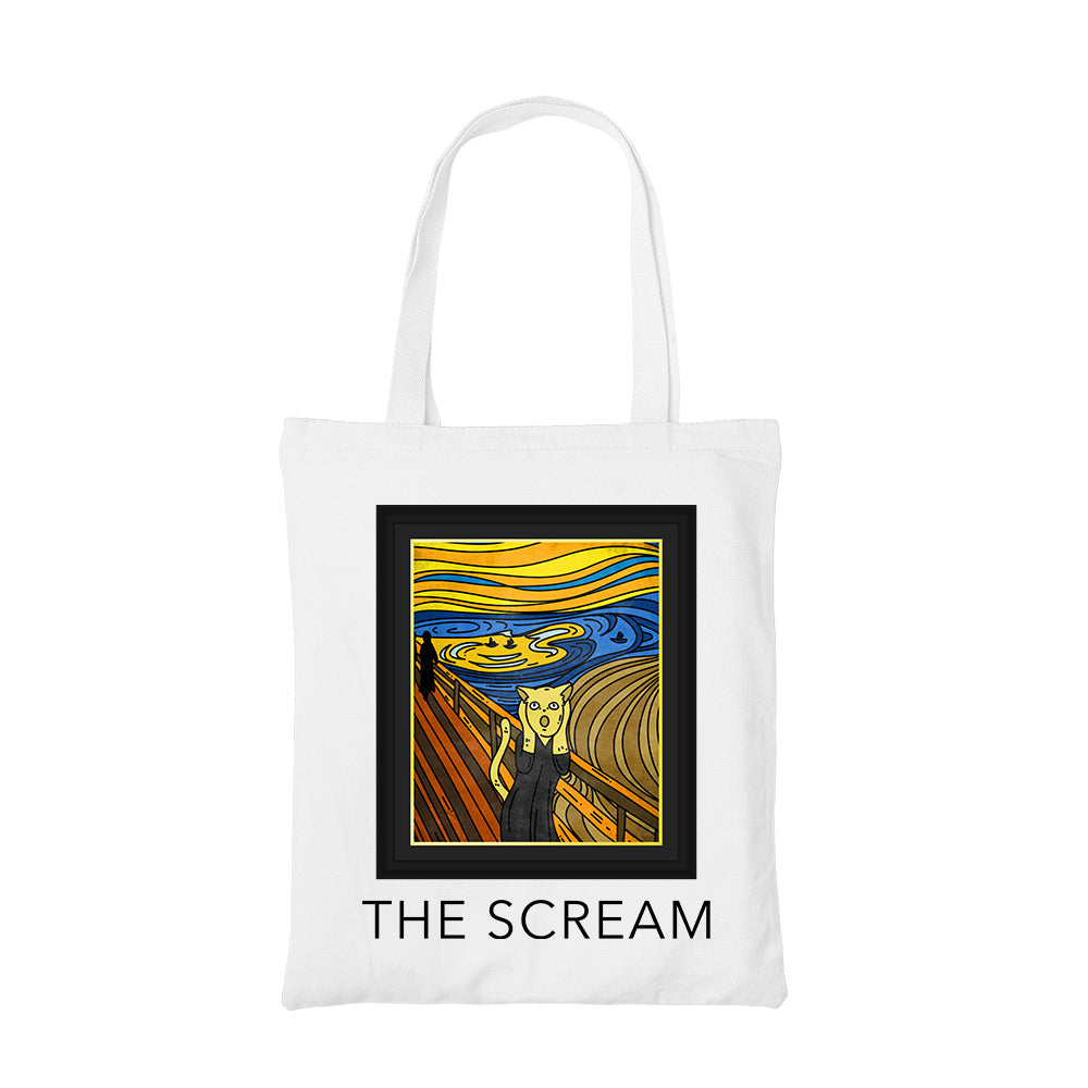 printed the scream tote bag cotton printed printed graphic stylish buy online india the banyan tee tbt men women girls boys unisex