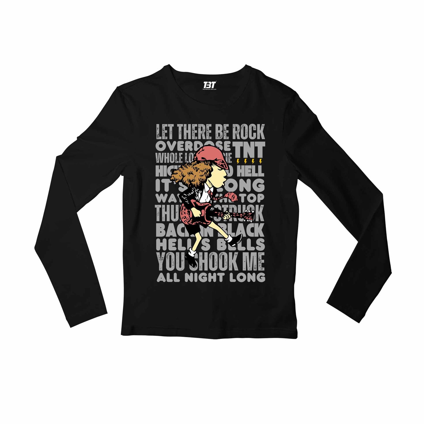 ac/dc rock anthems full sleeves long sleeves music band buy online india the banyan tee tbt men women girls boys unisex black