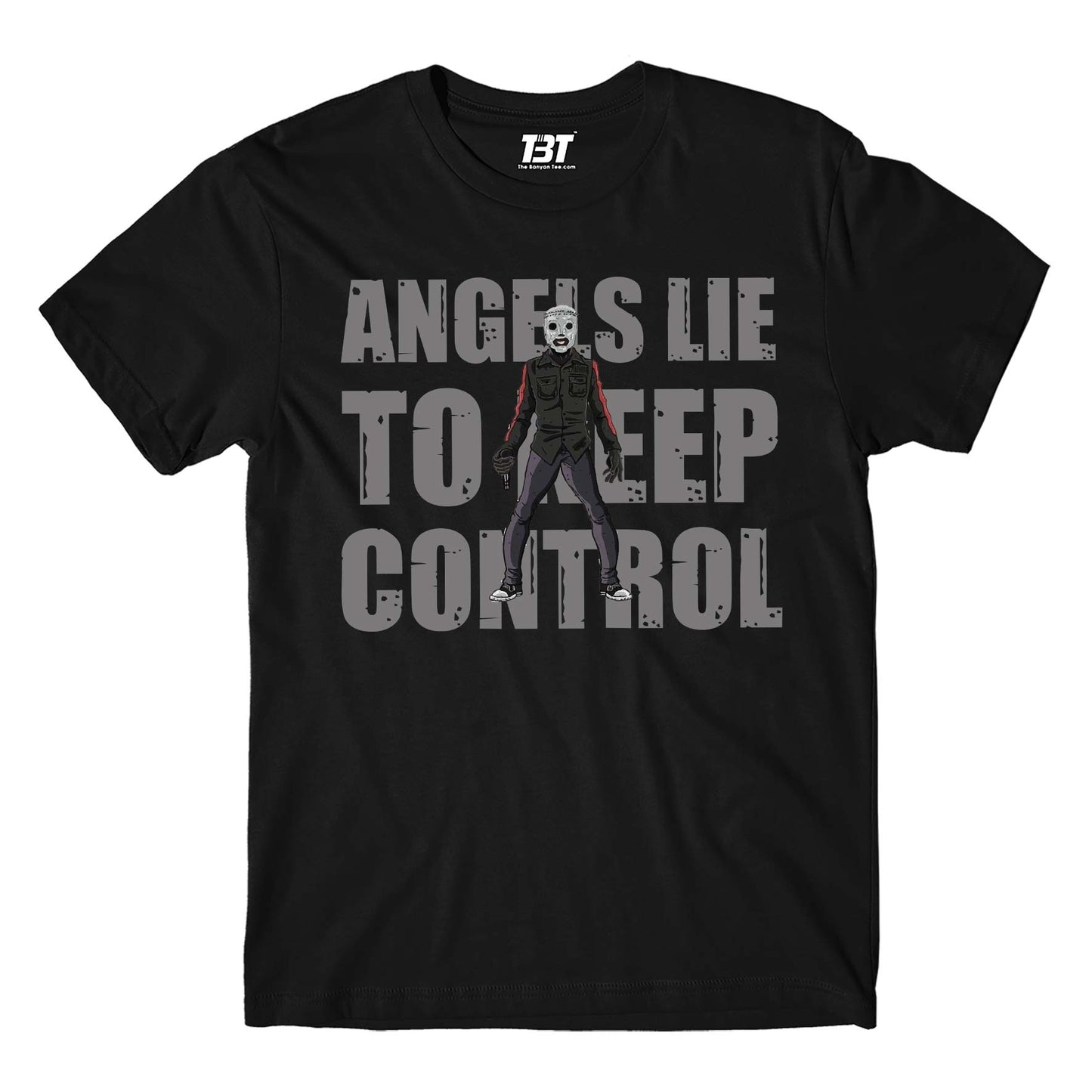 slipknot angels lie to keep control t-shirt music band buy online india the banyan tee tbt men women girls boys unisex black