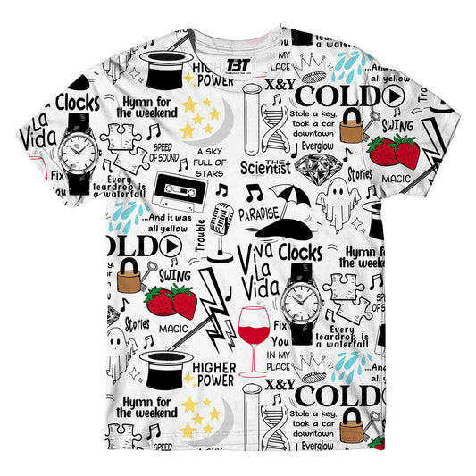 coldplay aop t-shirt all over printed pattern music band buy online india the banyan tee tbt men women girls boys unisex black